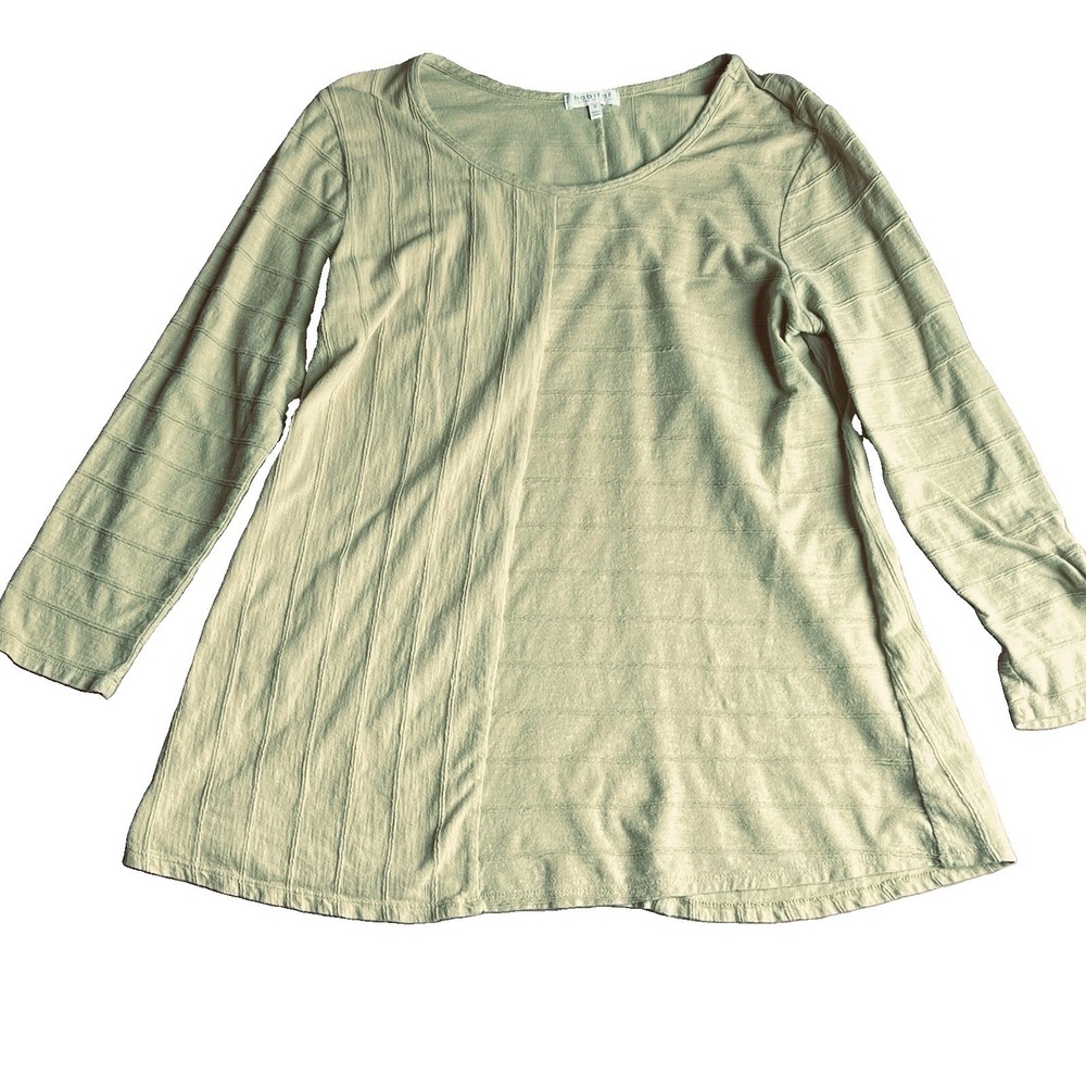 Habitat Clothes To Live In Med Green Textured Tunic Cotton Long Sleeve A-line
